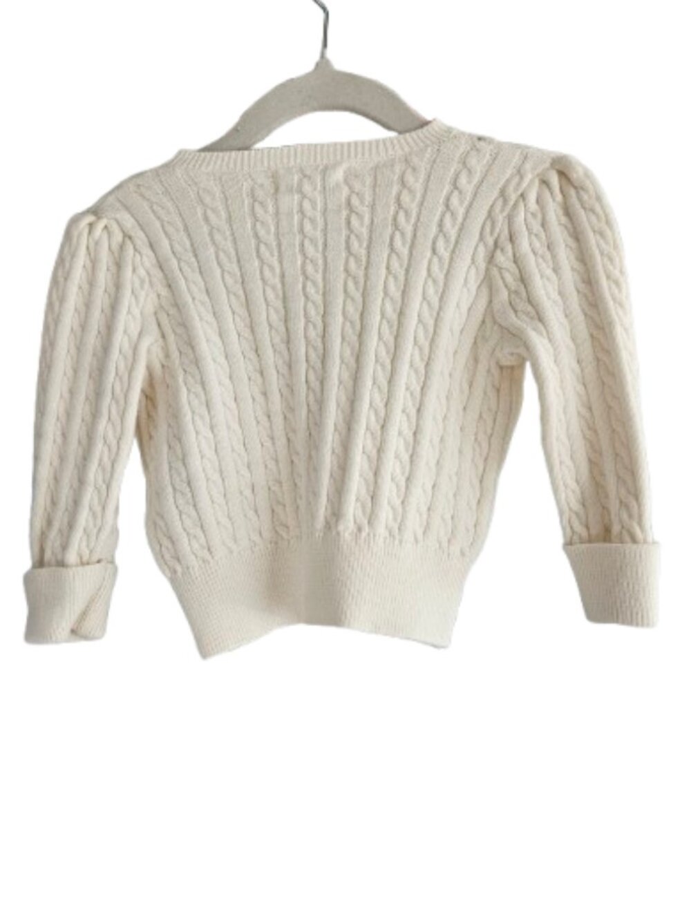 Ralph Lauren Baby Girl Ivory Cable Knit Cardigan - Pink Pony Sz 12M - Picture 2 of 12